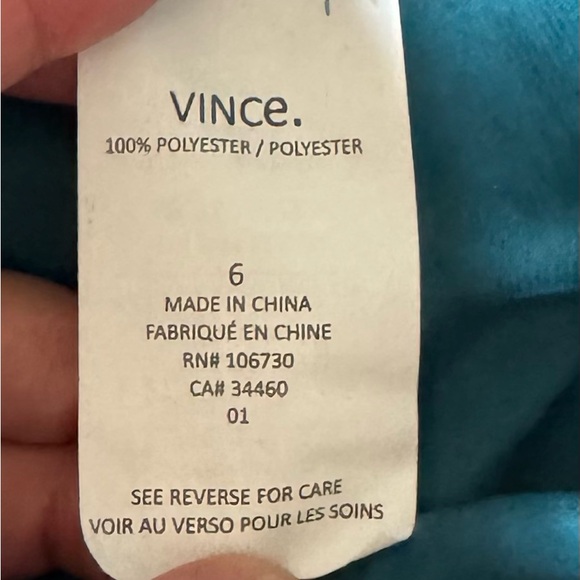 Vince emerald green long sleeve blouse w/split front drape jewel tone - Picture 7 of 7